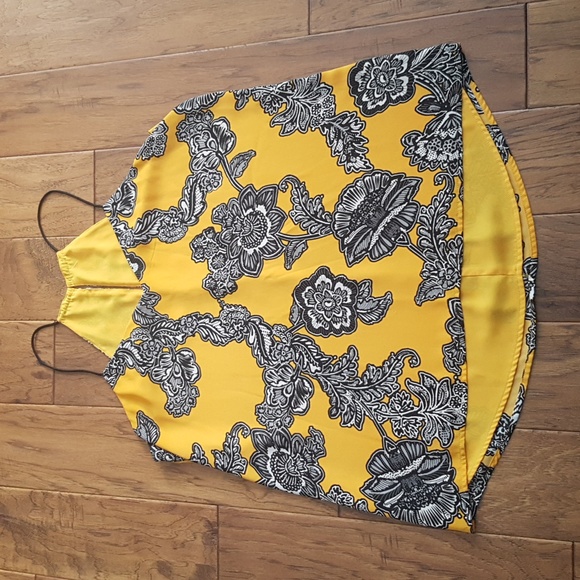 Women's Yellow/Black Summer Work Going Out Floral Tank - Picture 1 of 9